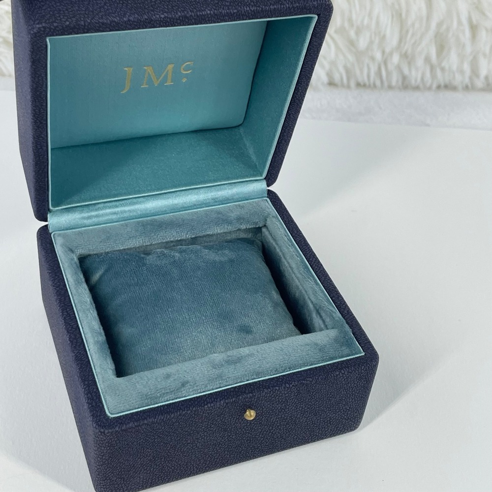 JMC Jewelry Navy Blue Textured Watch Bracelet Gift Box Teal Interior with Pillow